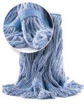 Vadrouille humide à bande étroite bleue, attachée, brins bouclés 24 oz /k