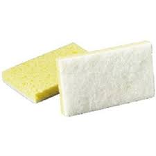 [INO-PA-HP63+] Light duty scrubbing sponge, Size: 6.1&quot; x 3.6&quot; x 0.7&quot;, yellow/white /k